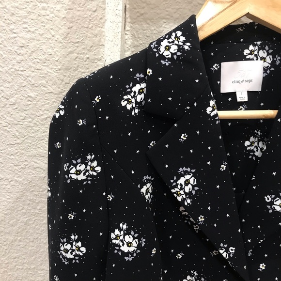 Cinq a Sept Stardust Onyx Black Floral Blazer - Picture 5 of 8